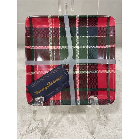 Tommy Bahama Other - SET 6 Tommy Bahama Red & Green Tartan Plaid 6x6” Plates Appetizer Dessert Salad